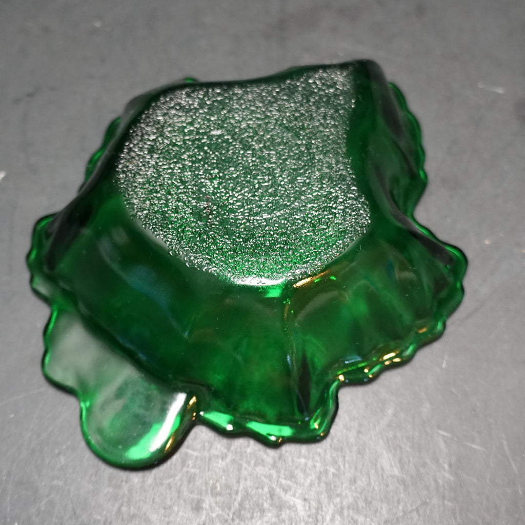 Anchor Hocking Forest Green Maple Leaf Candy Dish Bowl