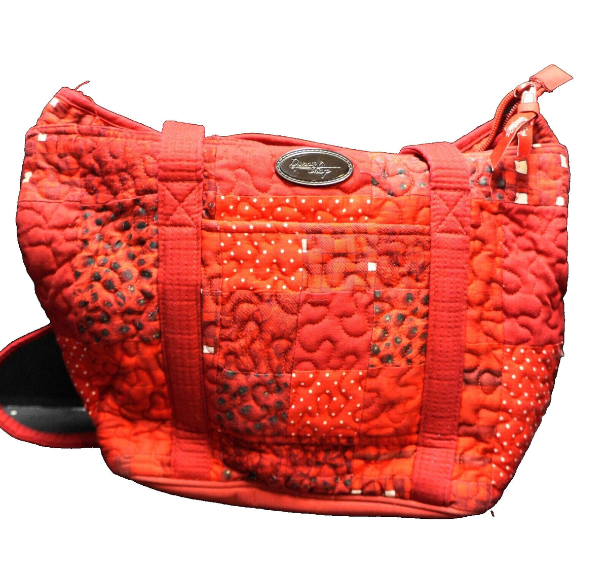Donna Sharp Ruby Red Patchwork Quilted Tote Bag Purse