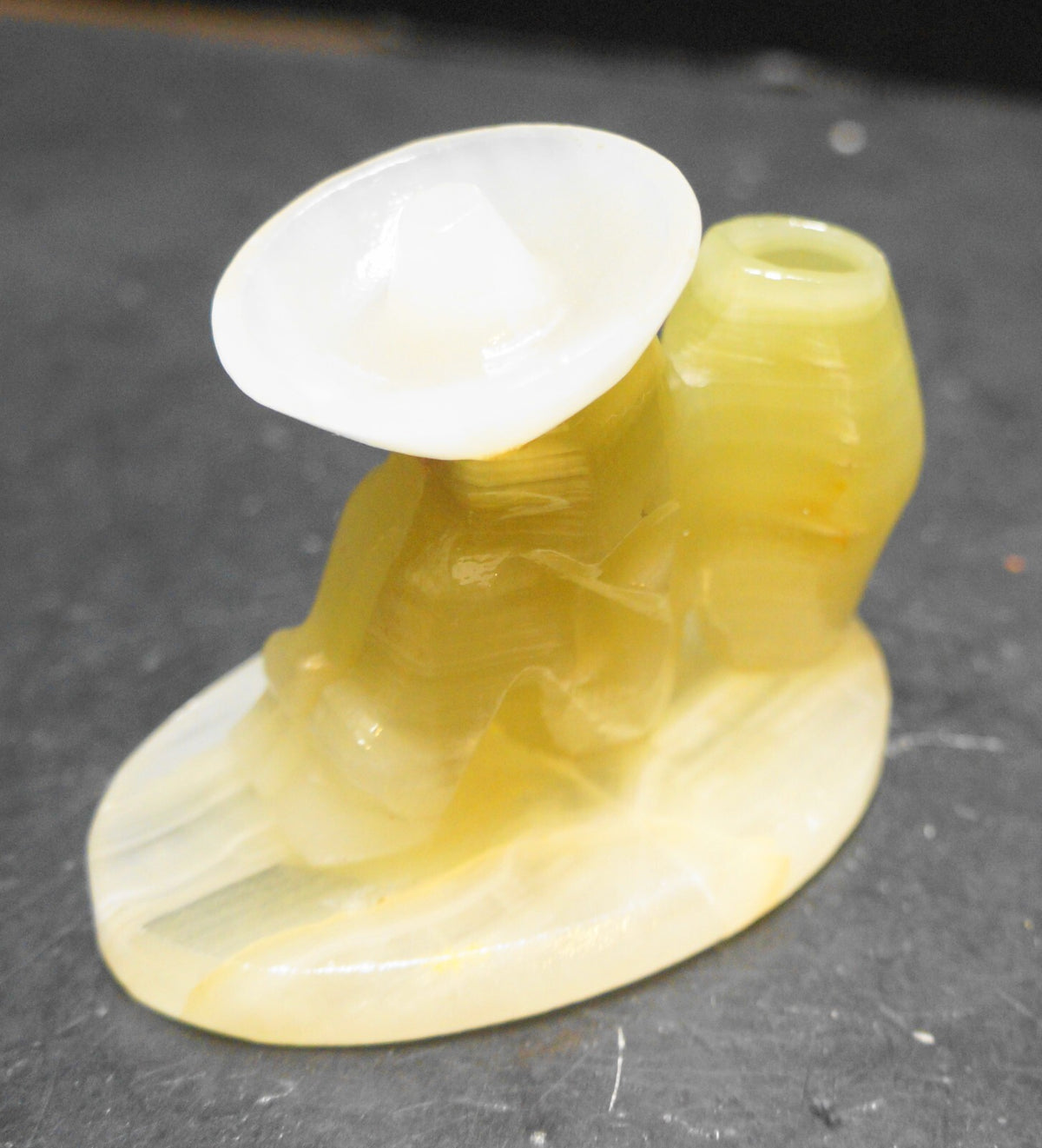 Mexican Siesta Sleeping Man Toothpick Candle Pen Holder Onyx Marble 3.5 in Base
