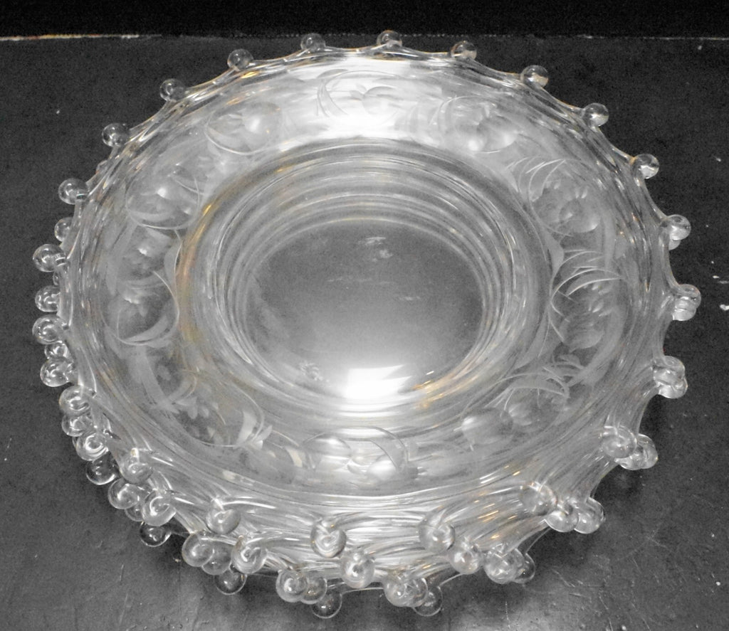 Heisey Moonglo Moonglow Cut 5040 Stem Lariat Blown Glass Luncheon Plates Set of