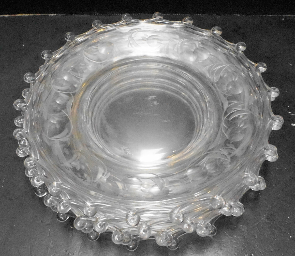 Heisey Moonglo Moonglow Cut 5040 Stem Lariat Blown Glass Luncheon Plates Set of