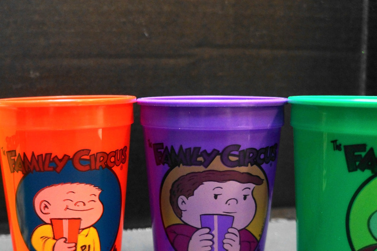 Family Circus Wyler's Louisiana Plastics Tumblers Set of 5 Billy Dolly Jeffy PJ