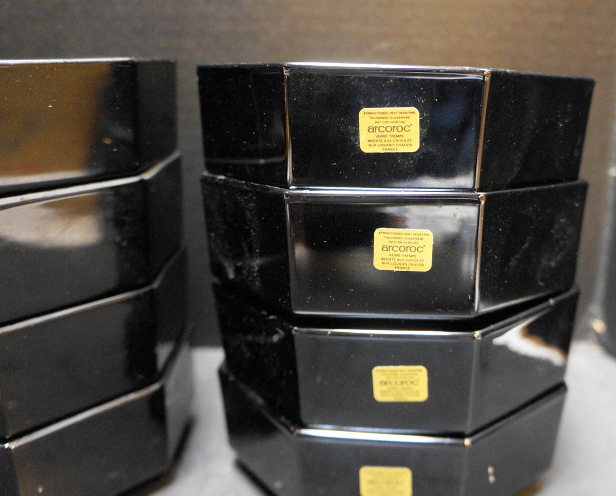 Arcoroc Octime Black Salad Serving Bowl Cereal Bowls 9 Pieces France