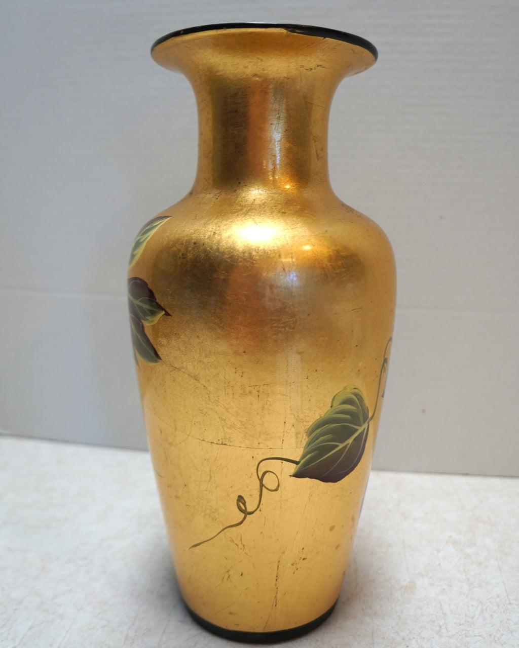 Arister Gifts Gold Foil Art Pottery Hand Painted Vase 12 IN