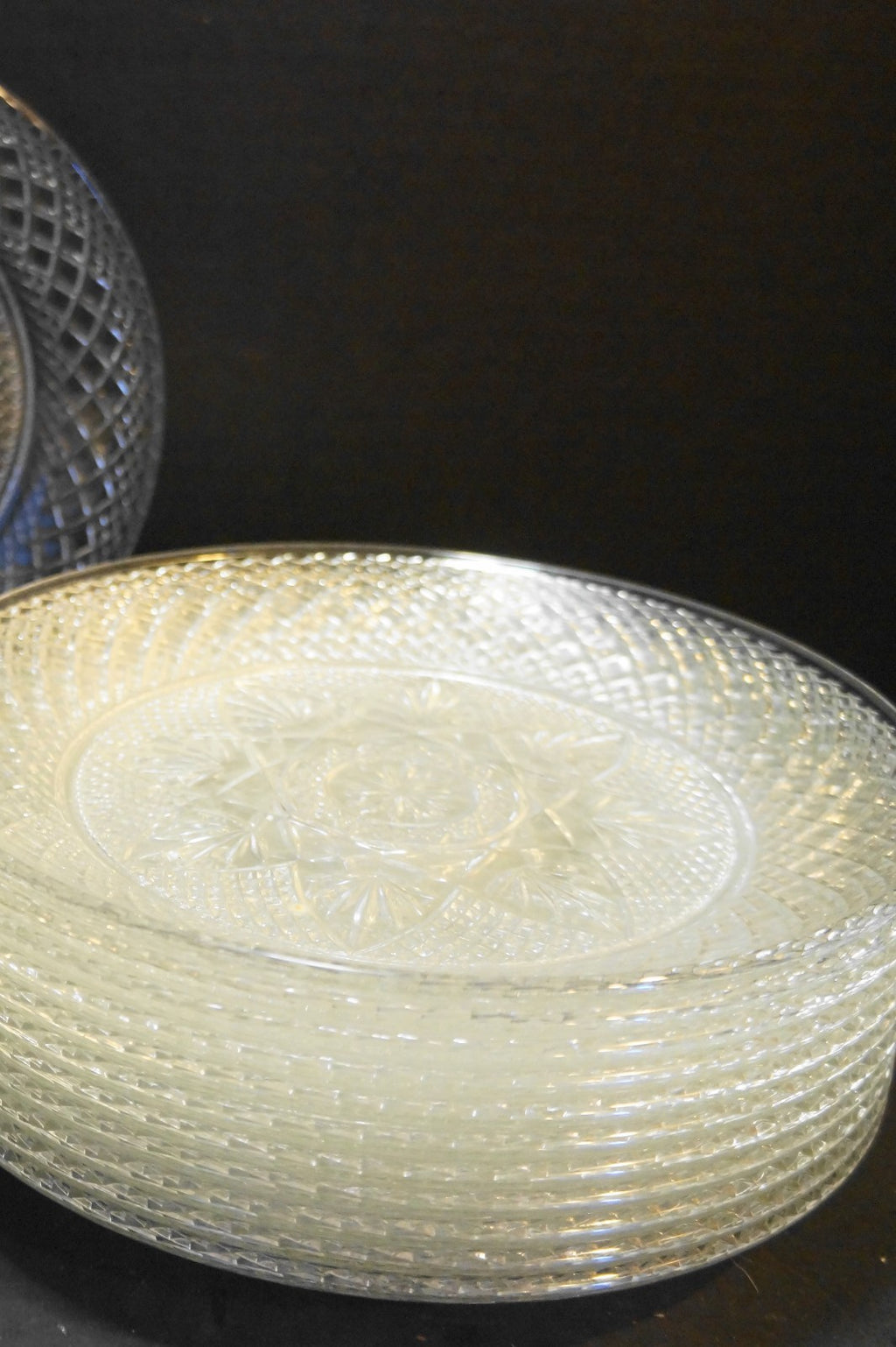 Durand Antique Clear Luncheon Salad Plates Set of 12 Cristal d'Arques France