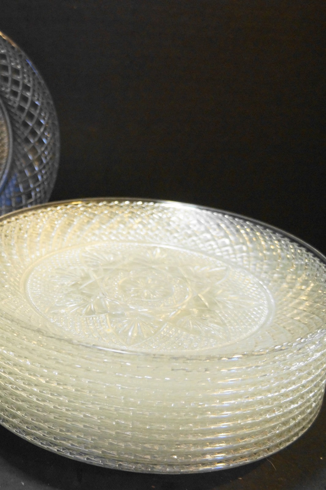 Durand Antique Clear Luncheon Salad Plates Set of 12 Cristal d'Arques France