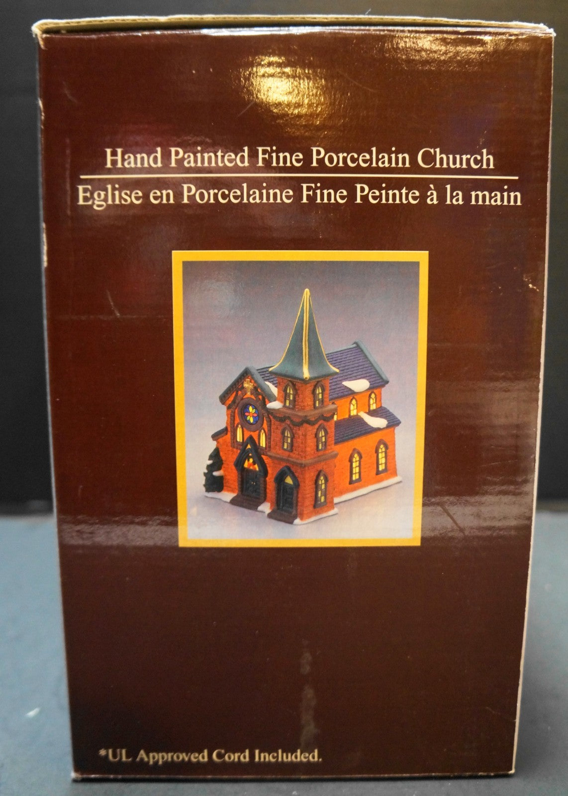 Galleria Red Brick Fine Porcelain Hand Painted Church Christmas Village Lamp