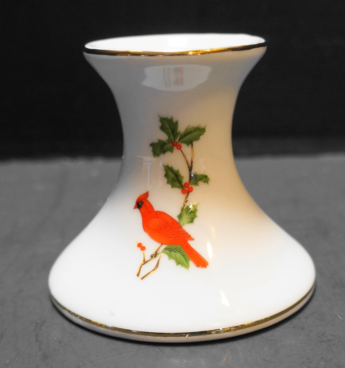 Lefton Red Cardinals Holly Winter Candle Holder