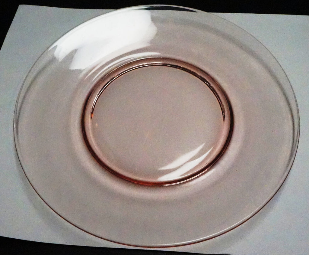 Pink Glass 8 1/8" Luncheon Plates Set of 7 Blown Glass