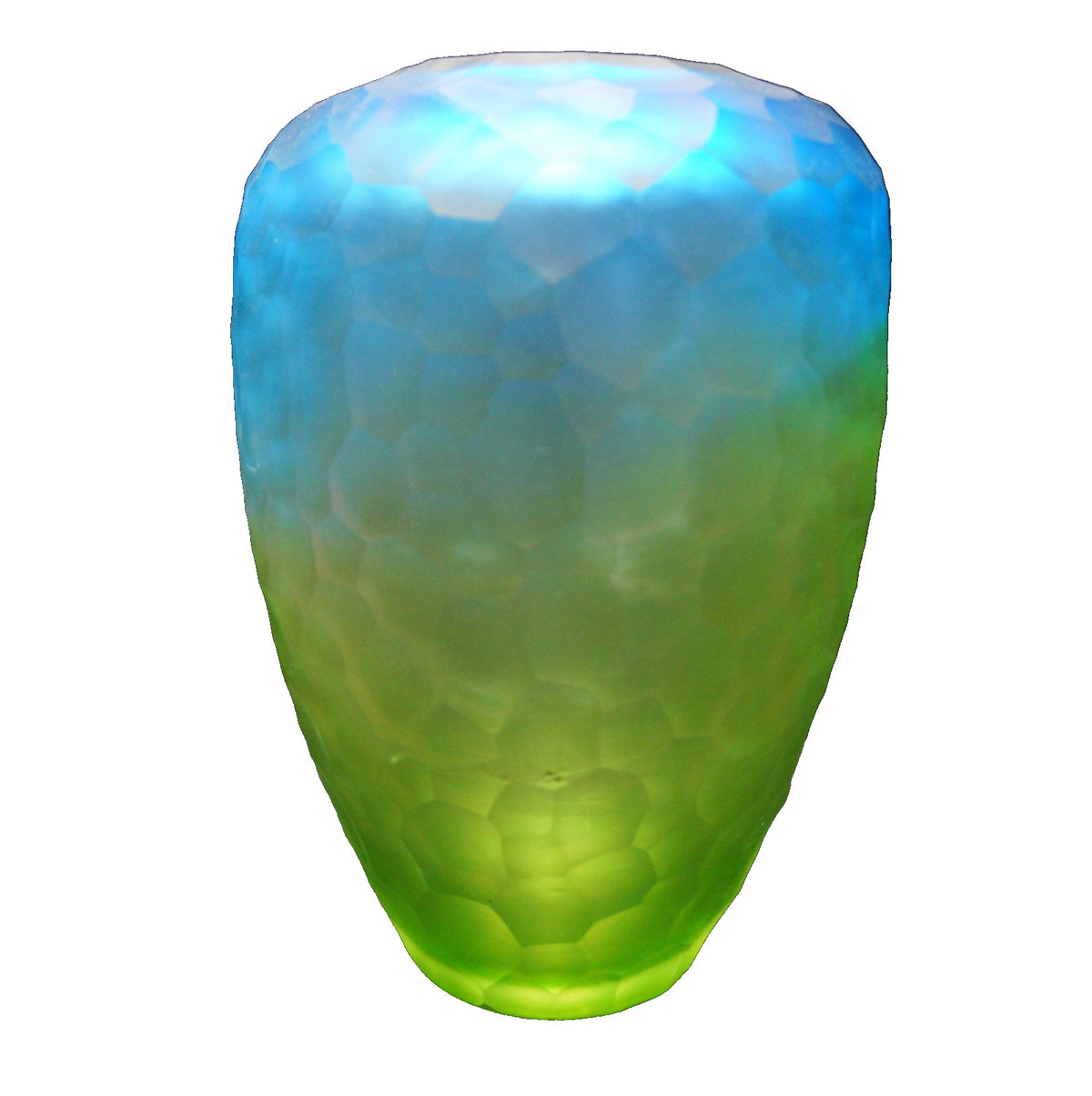 Gail Sanborn Notations Green Blue Honeycomb Art Glass Vase