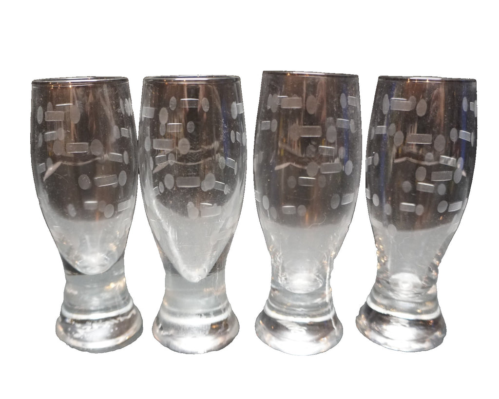 Mikasa Cheers Selections Cut Glass Shot Glasses Set of 4 Cut Dot Bar Morse Code
