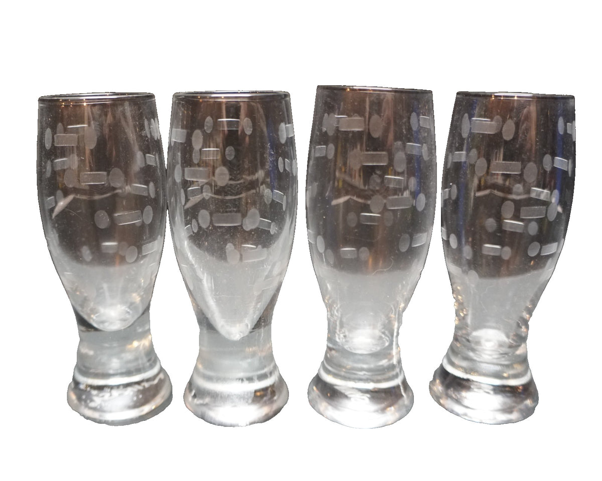 Mikasa Cheers Selections Cut Glass Shot Glasses Set of 4 Cut Dot Bar Morse Code