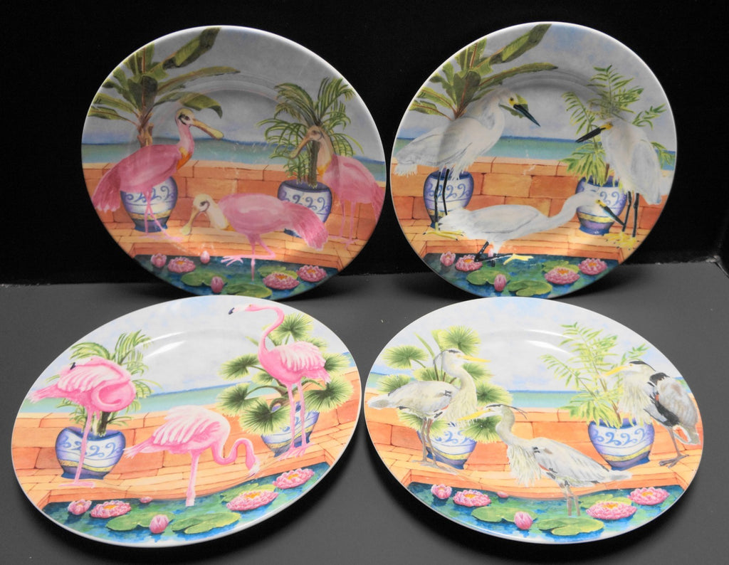 American Atelier Marsh Birds Salad Plates Set of 4 Different Designs