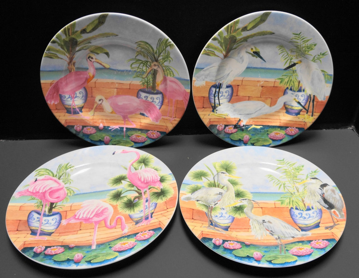 American Atelier Marsh Birds Salad Plates Set of 4 Different Designs