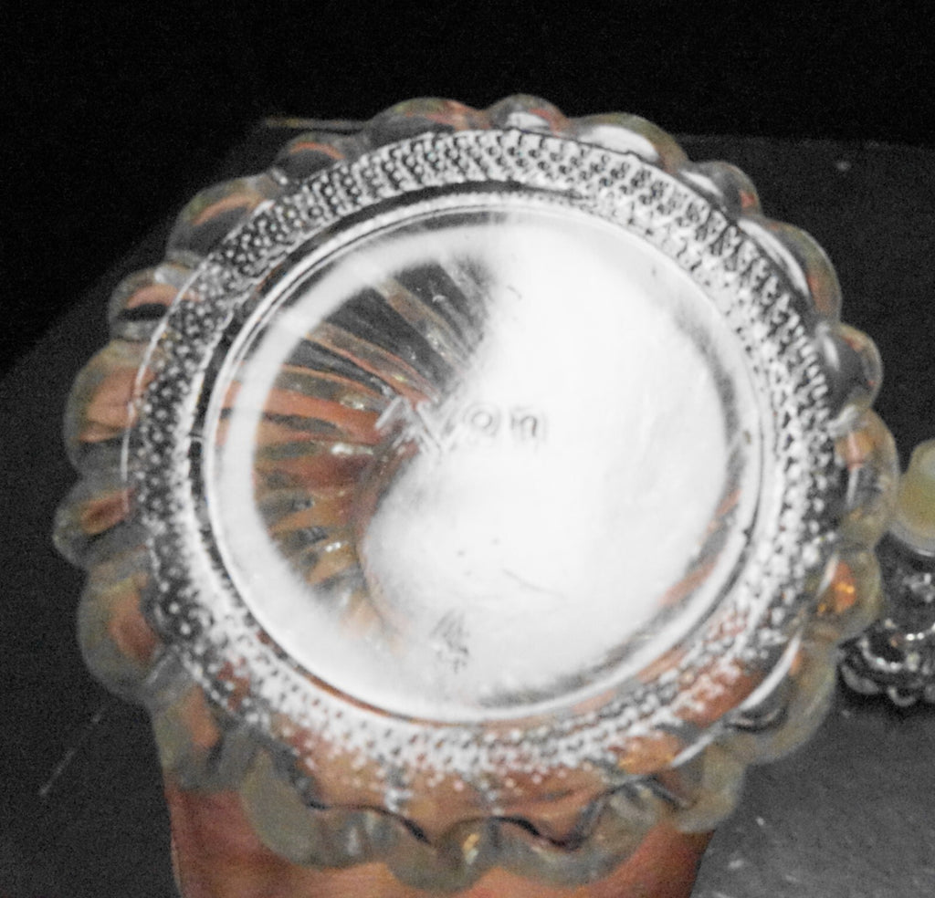 Fenton or Fostoria for Avon Opalique Clear White Opalescent Swirl Candle Holders Cologne Bot