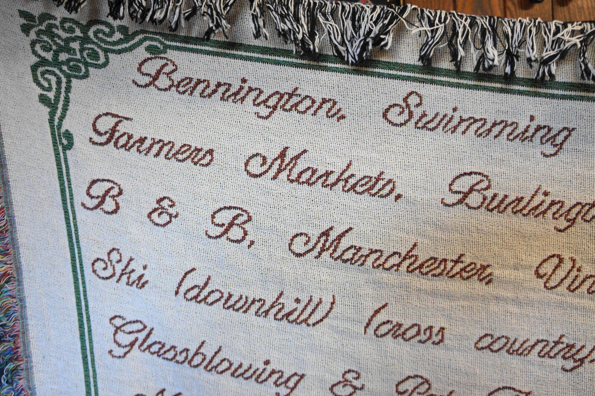 Vermont Cities Manual Wodworkers and Weavers Jacquard Throw Blanket