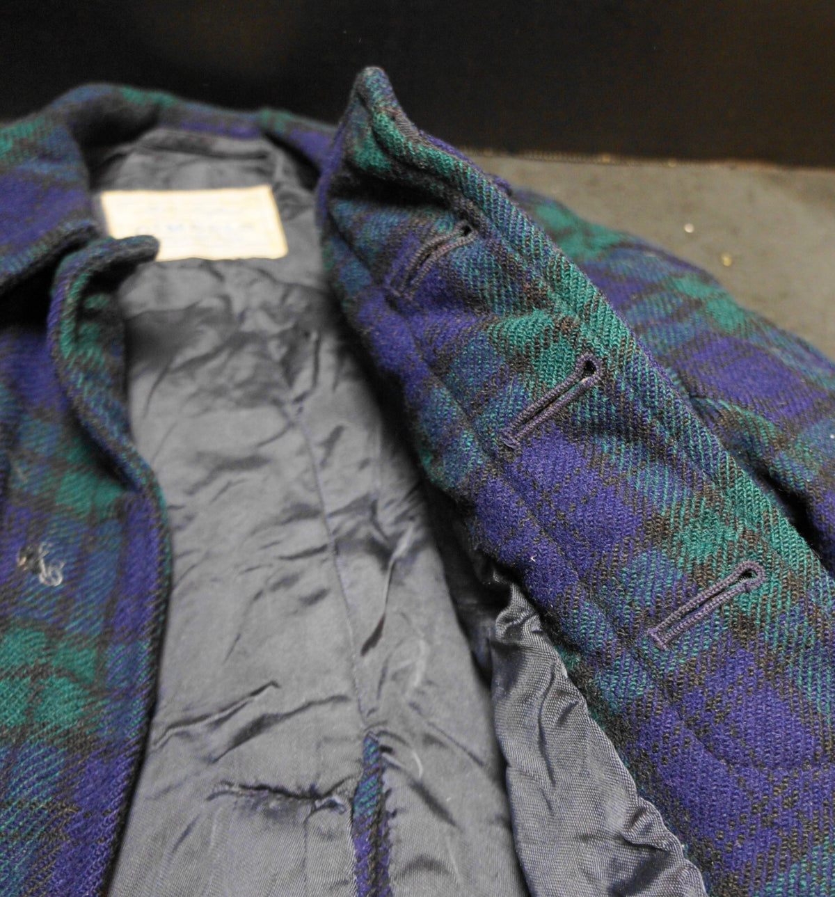 Gimbel's Vintage Blue Green Tartan Plaid Wool Coat Little Girl 18M 2T