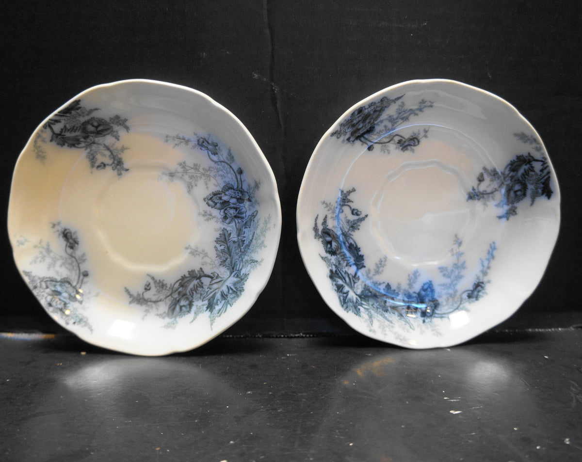 Johnson Bros Paris Blue Saucers Pair Royal Semi Porcelain England
