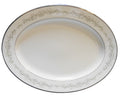 Noritake Parkridge Oval Platter White Daisies Gray Green Scrolls