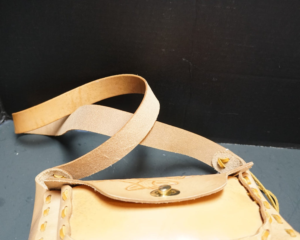 Hand Tooled Leather Light Brown Purse Monkey Palm Tree With Wallet