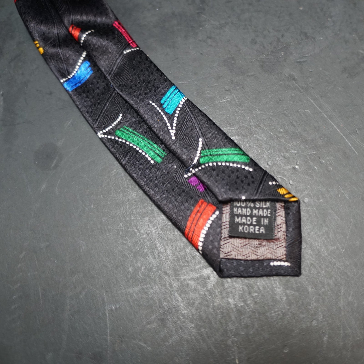 Pierre Balmain Black Multicolor Abstract Silk Necktie