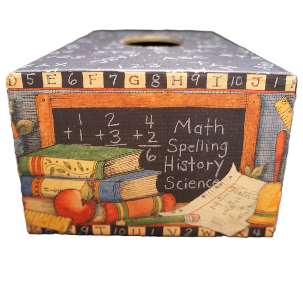 Bob's Boxes Susan Winget Art School Days School House Tissue Box Cover
