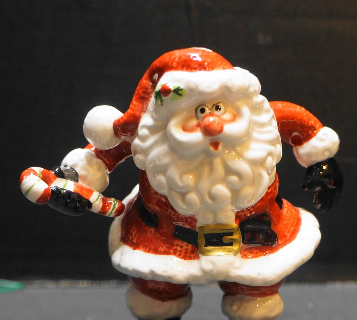 Fitz and Floyd Santa Holding Candy Cane Figurine Fine Porcelain
