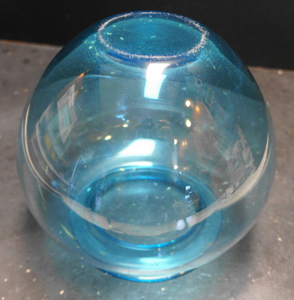 Capri Sky Blue Blown Glass Vase Squat Bowl Shape