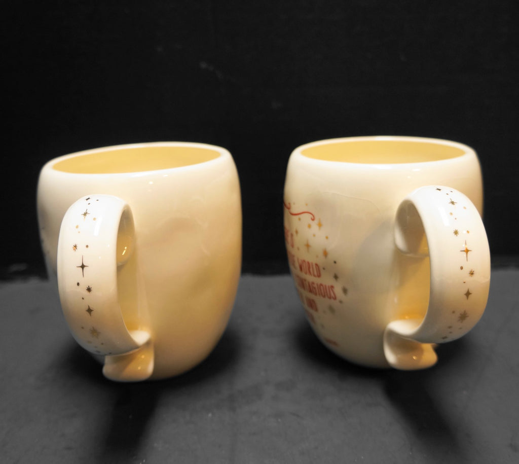 Grasslands Road Mugs Pair Love Laughter Cream Red Gold