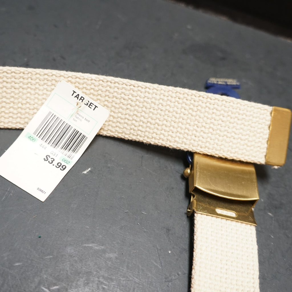 Surrey by Swank Adjustable Strap Webbing Belt Brass Buckle NOS