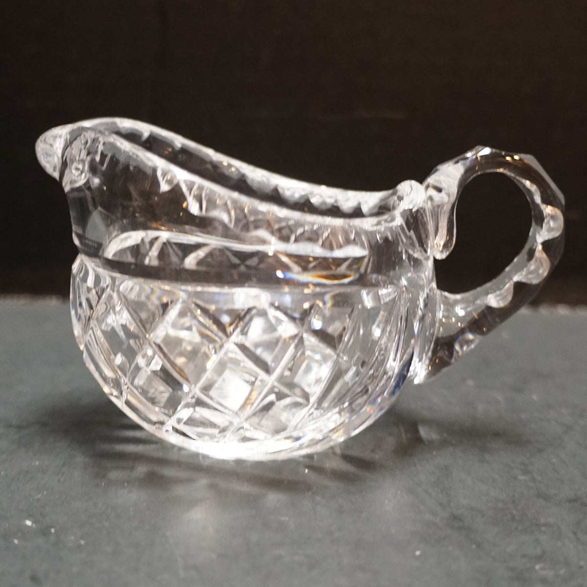 Vintage Cut Crystal Diamond Hatch Small Creamer