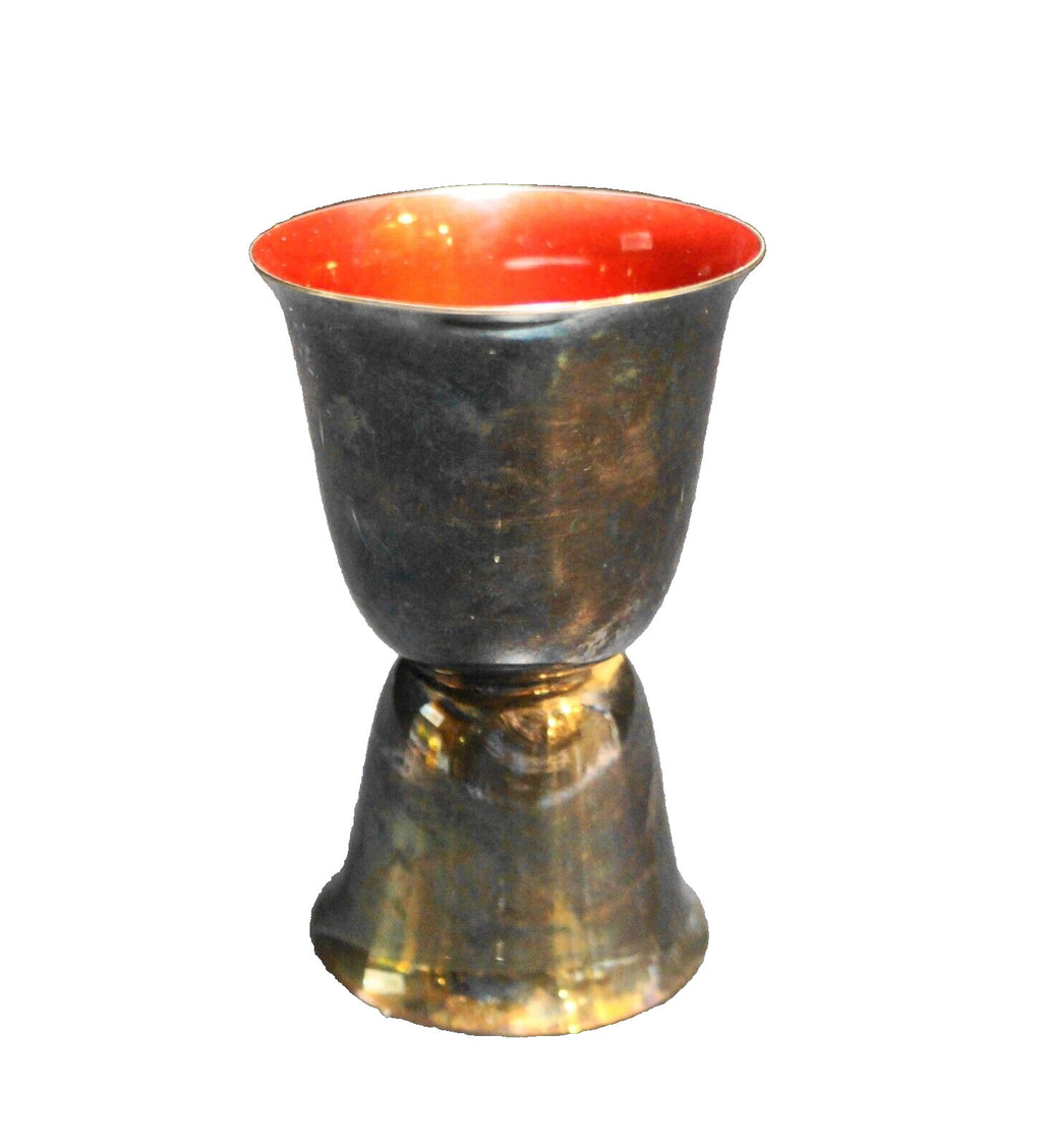 Reed & Barton Red Green Enamel Silverplated Double Jigger