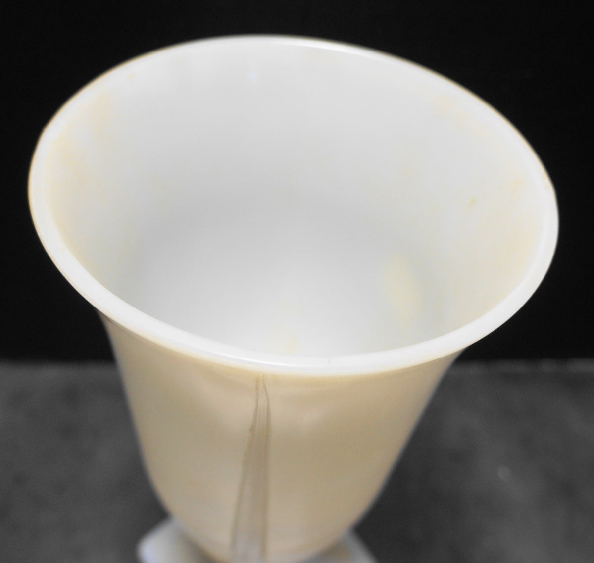 White Milk Glass Urn Vase Square Base Art Deco