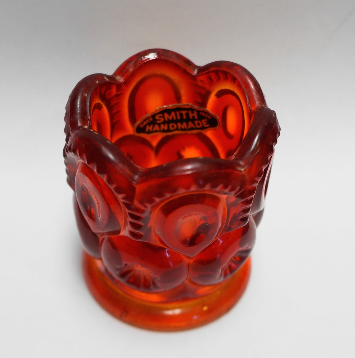 LE Smith Moon and Stars Amberina Toothpick Holder Votive Candle