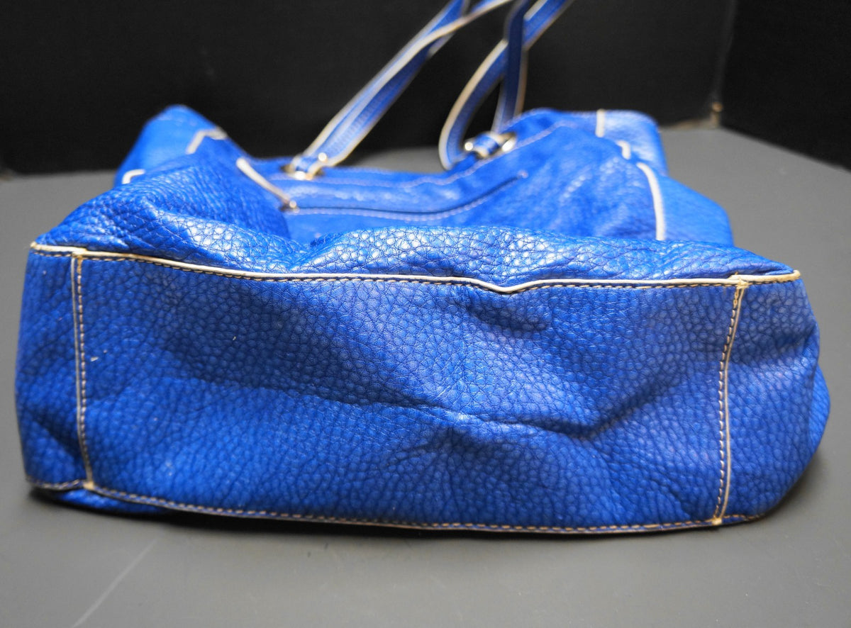 Red by Marc Ecko Royal Blue Tote Bag Purse Pebbled Texture Vinyl Faux Leather
