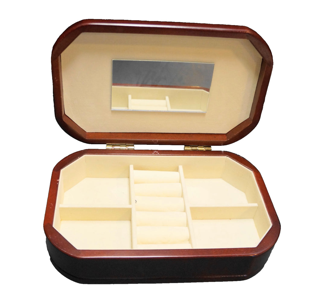 Mele Morgan Cherry Wood Jewelry Chest Box Cream Velvet Lining