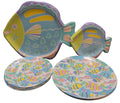 Tropical Fish Melamine Plates Pastel Colors Taiwan 1990s 12 Pieces