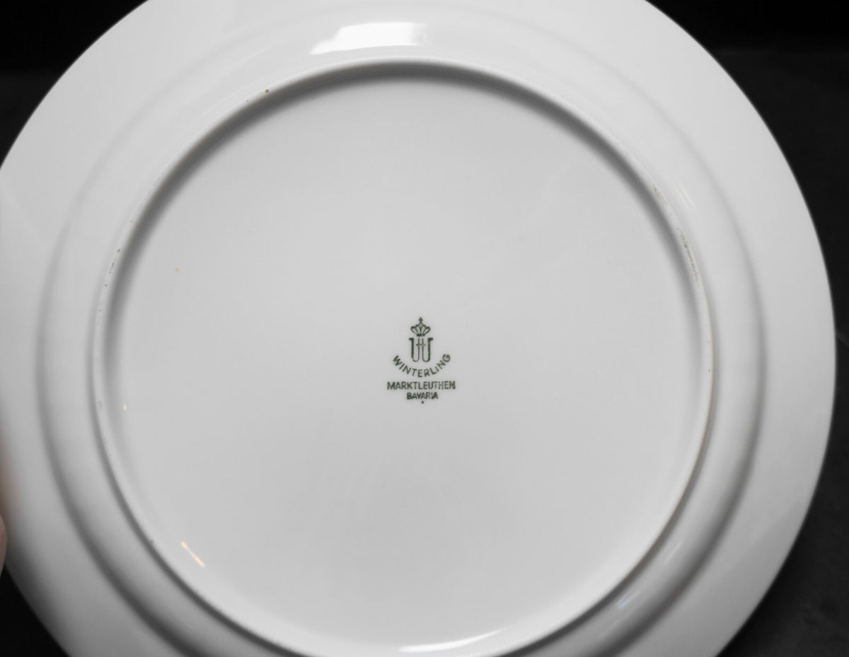 Winterling Bavaria Sculpted Rib White Platinum Trim Dinner Plates Set of 4