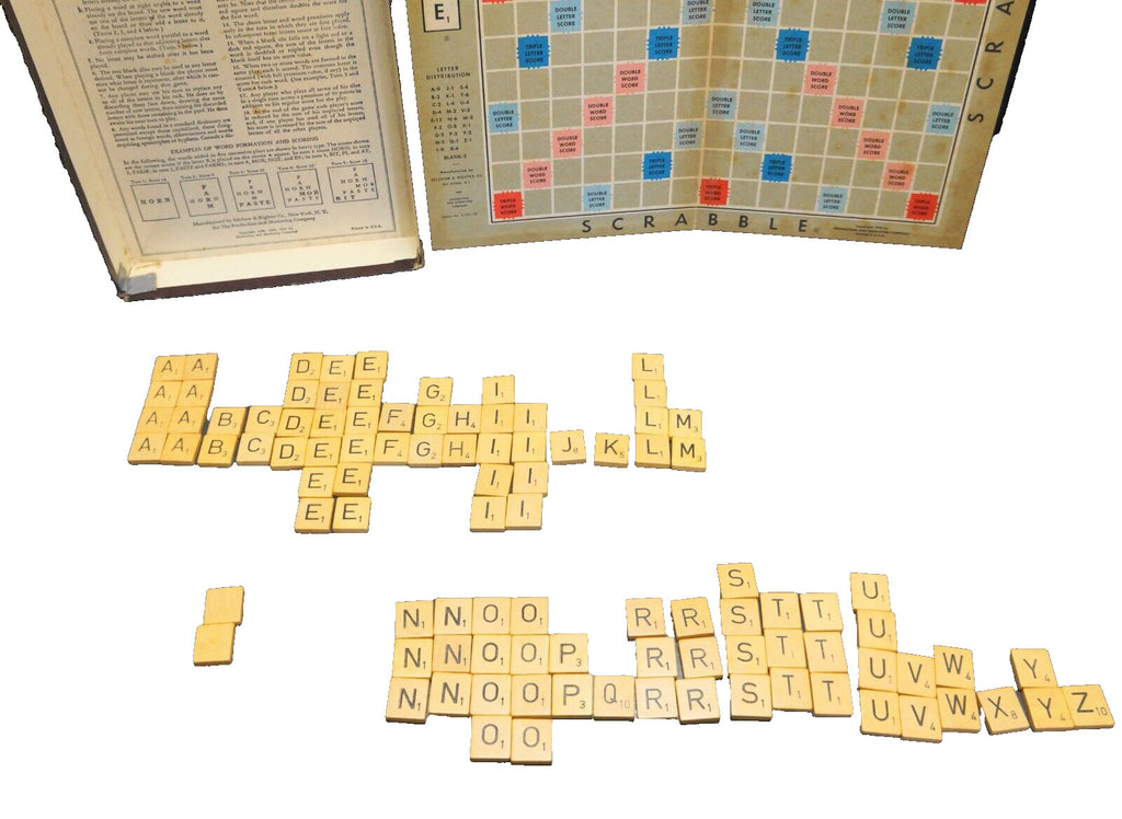 Vintage 1953 Scrabble Set Complete Selchow and Righter