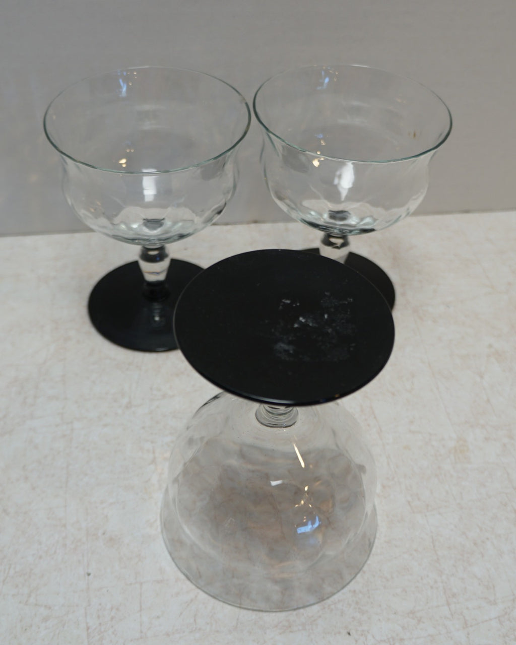 Weston Diamond Optic Black Foot Low Champagnes Set of 3 3345-9