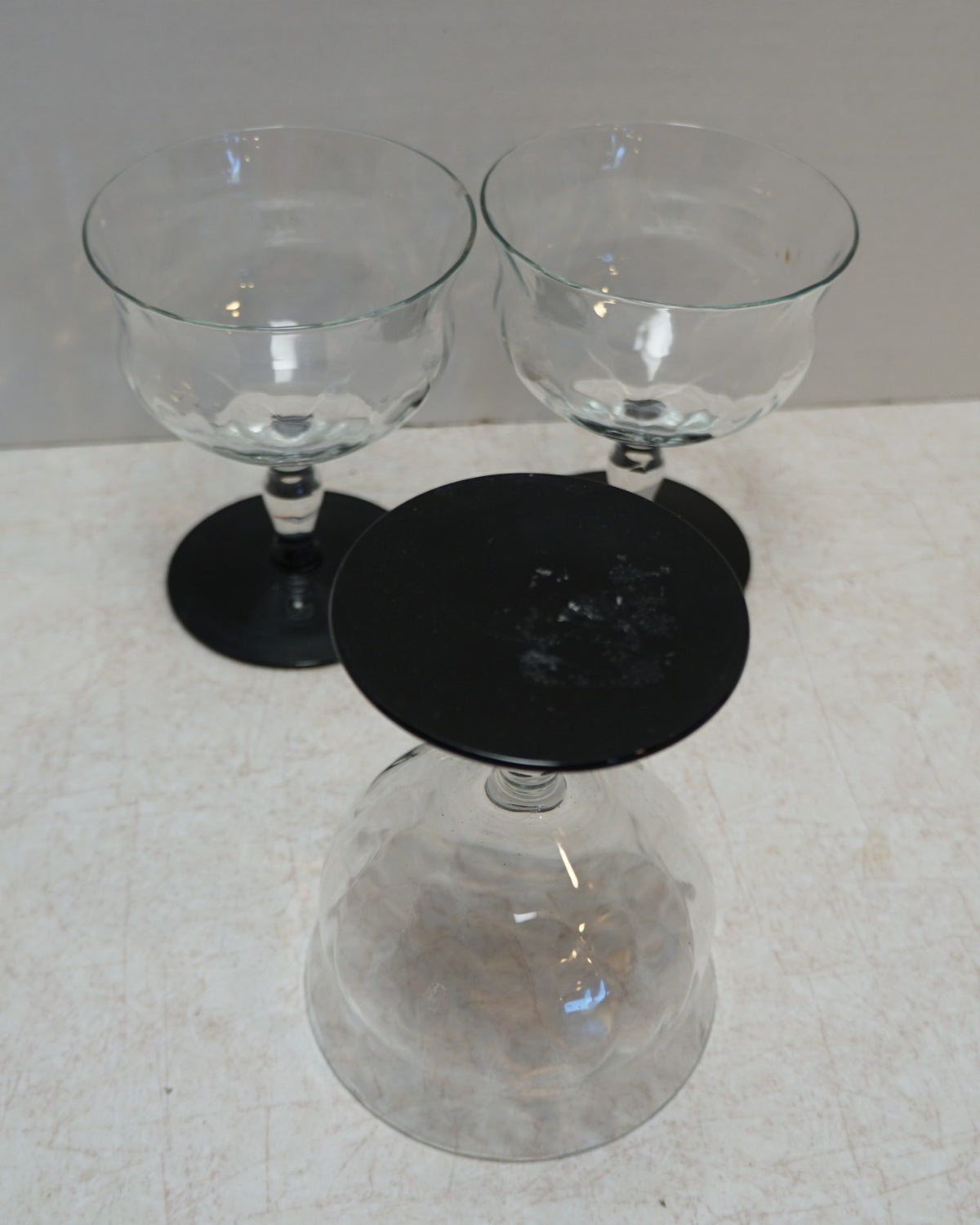 Weston Diamond Optic Black Foot Low Champagnes Set of 3 3345-9