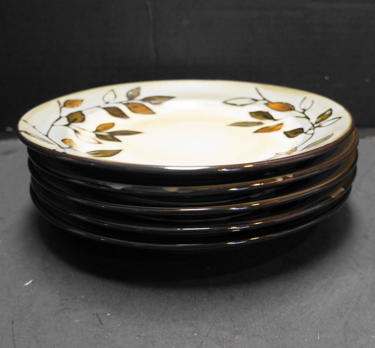 Pfaltzgraff Everyday Rustic Leaves Set Of 7 Salad Dessert Plates Stoneware 8 3/4