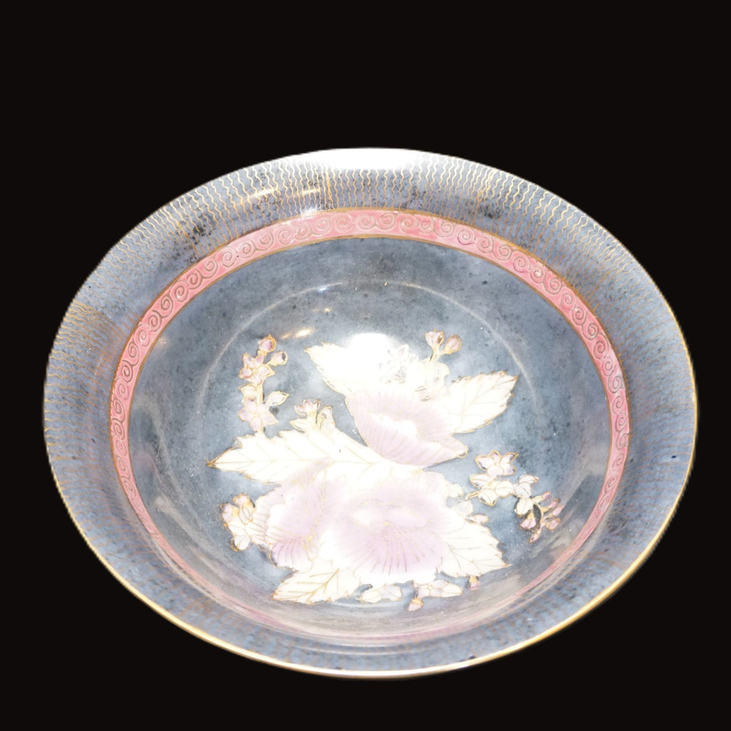 Chinoserie Chinese Porcelain Pink Blue Floral Bowl Not Food Safe