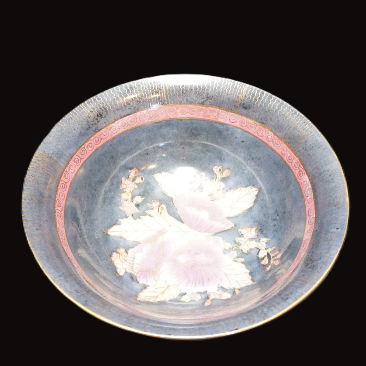 Chinoserie Chinese Porcelain Pink Blue Floral Bowl Not Food Safe