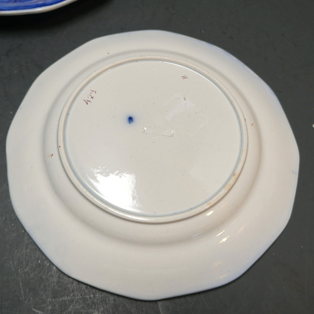 Gaudy Dutch Gaudy Welsh Flow Blue Ironstone Pinwheel Hand Painted Plates