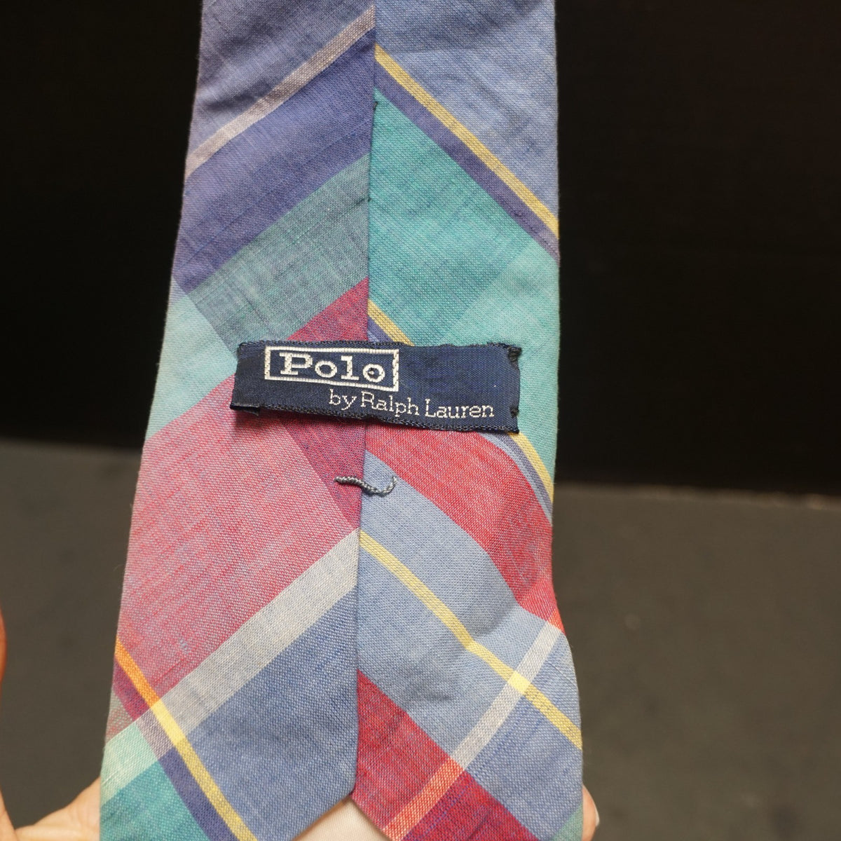 Polo Ralph Lauren Cotton Plaid Tie Preppy Summer Red Blue Green Red Vintage