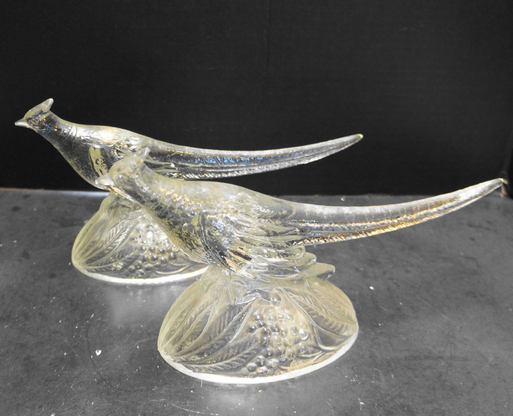 KR Haley American Glass Ring Necked Pheasant Figurines Pair