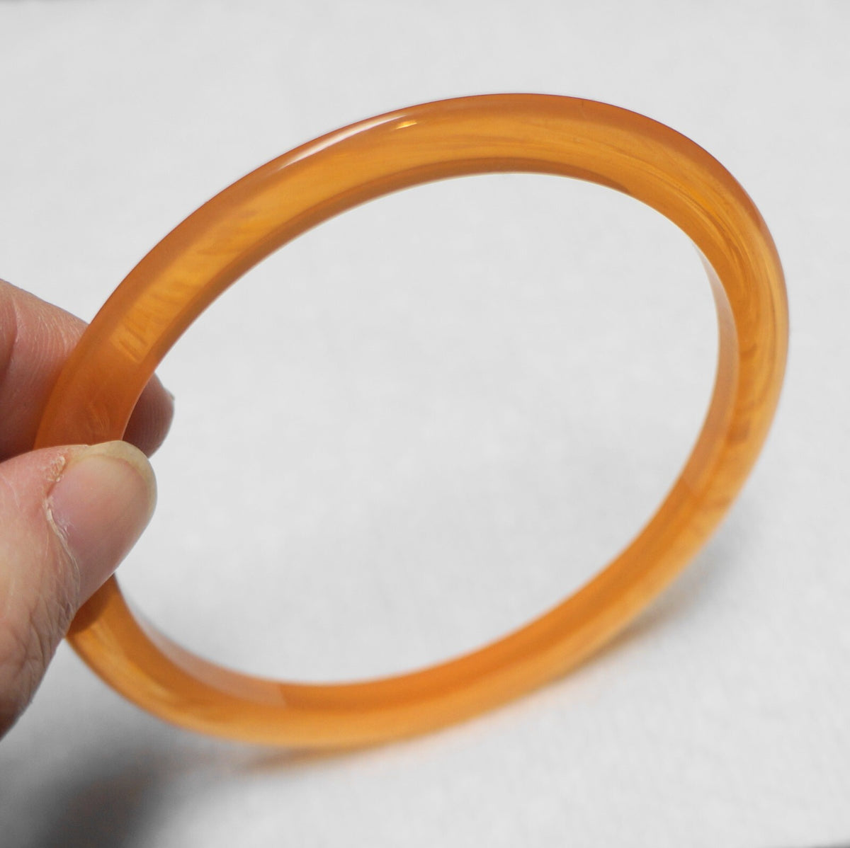 Peach Lucite Translucent Bangle Spacer Bracelet