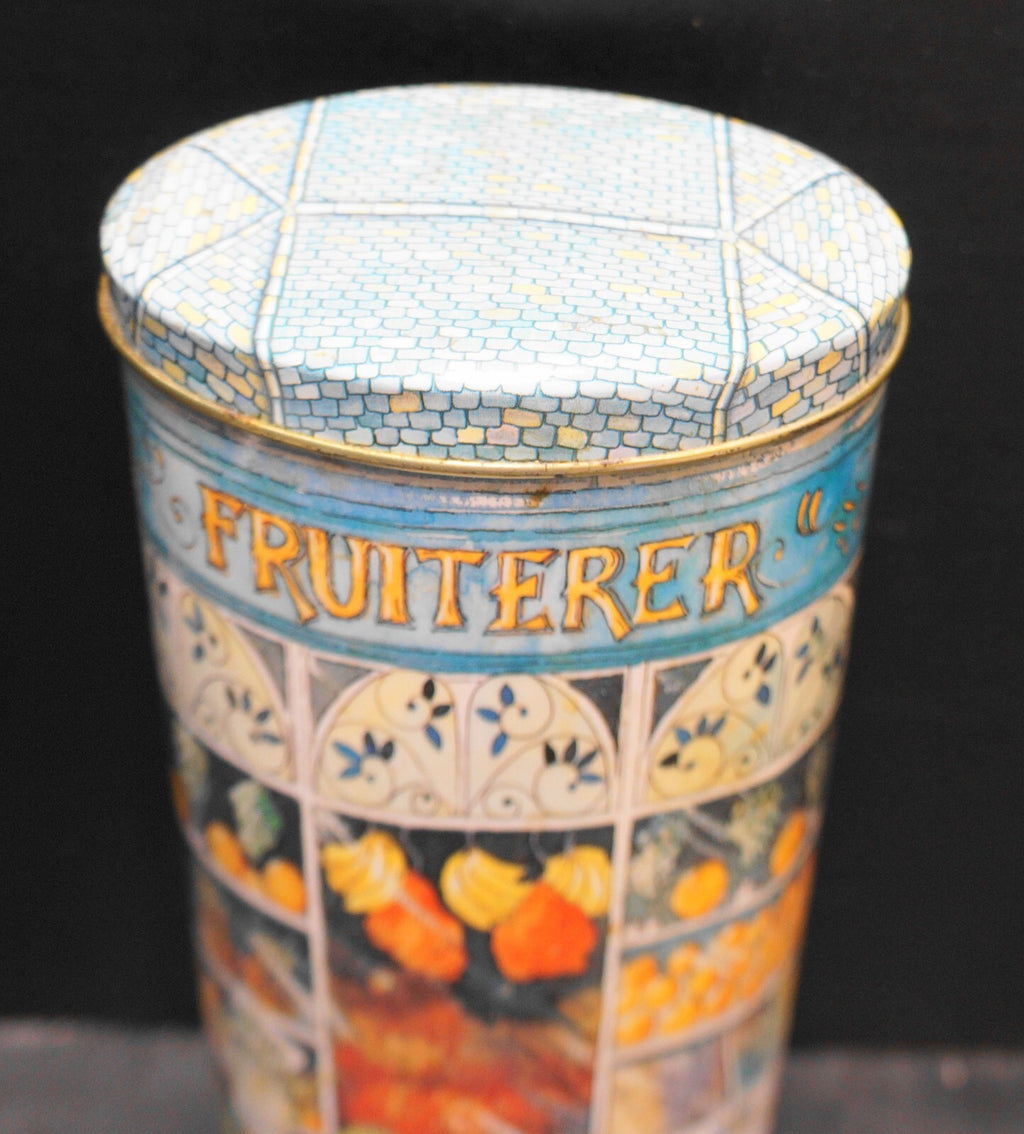 Fruiterer Fruit Market Decorated Tall Oval Tin Made in Italy Mega
