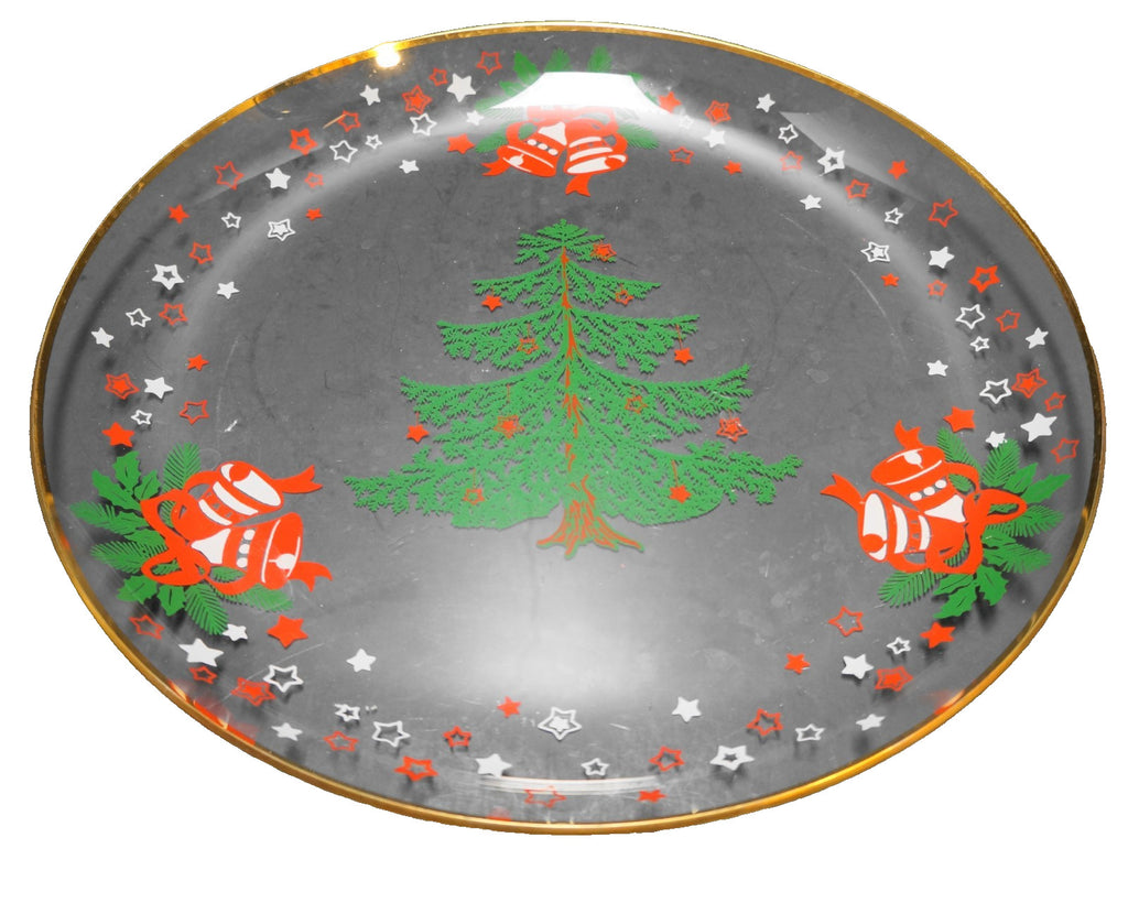 Crystal Clear Industries Holiday Festival Christmas Tree Bells Tray Platter